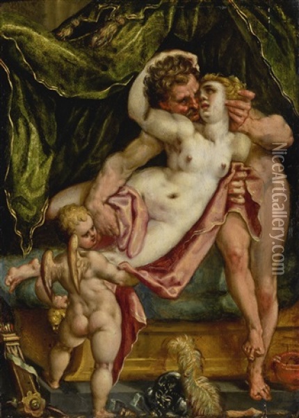 Venus And Mars Oil Painting - Bartholomaeus Spranger