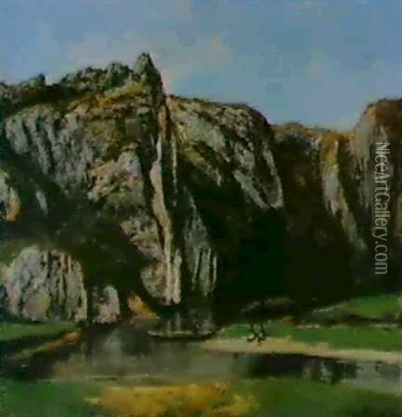 Felsenlandschasft Mit Flusslauf Oil Painting - Gustave Courbet