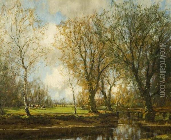 A Shady Stream. Oil Painting - Arnold Marc Gorter