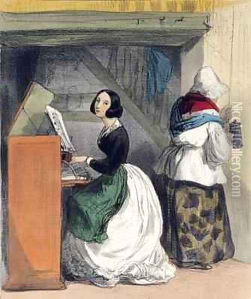 A Music School Pupil from Les Femmes de Paris Oil Painting - Alfred Andre Geniole