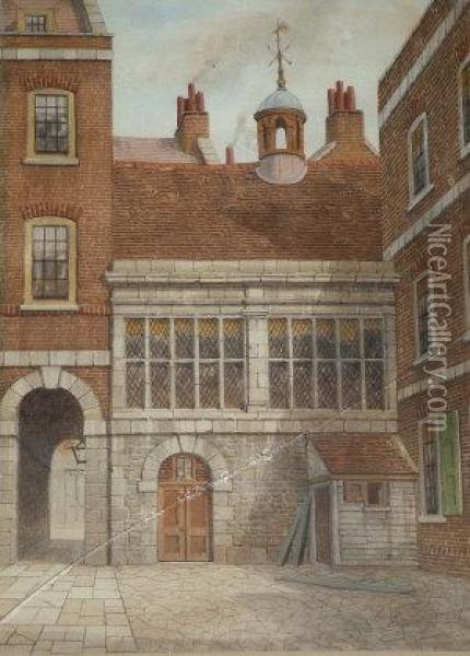 An Old Courtyard; Watercolour, Bears Monogram, 35x25cm Oil Painting - James Lawson Stewart