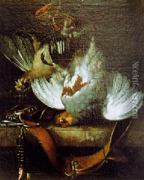 Trophee De Chasse Sur Un Entablement Oil Painting - Cornelis van Lelienbergh