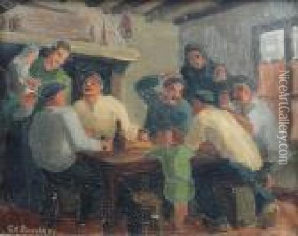 Discussion Animee Oil Painting - Karl Brulloff