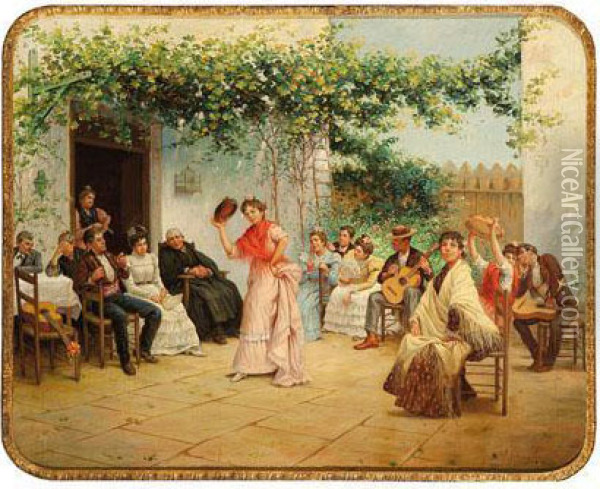 Fiesta Flamenca Oil Painting - Jose Garcia Ramos