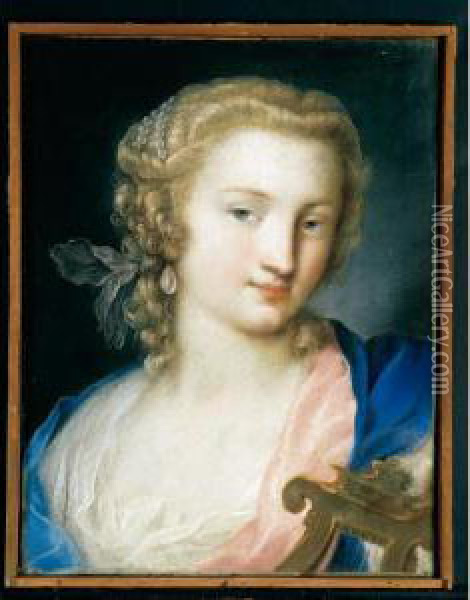 Ritratto Di Donna Con Lira Oil Painting - Rosalba Carriera
