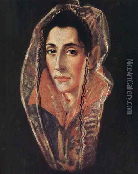 Female Portrait c. 1595 Oil Painting - El Greco (Domenikos Theotokopoulos)