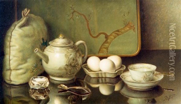 Tea Table With Pot, Cup And Eggs Oil Painting - Bernardus Arps