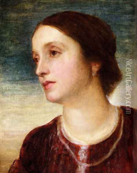 Portrait Of The Countess Somers Oil Painting - George Frederick Watts