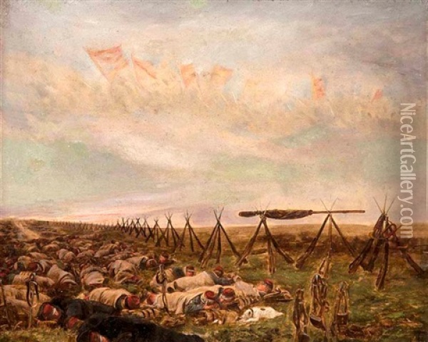Soldats Endormis Sur Un Champs De Bataille Oil Painting - Edouard Jean Baptiste Detaille