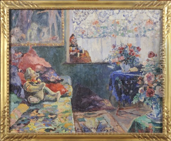 L'interieur Des Boulvin Oil Painting - Yvonne Vonnot-Violet