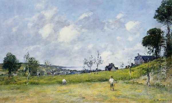 The Harvest near Trouville Oil Painting - Eugene Boudin