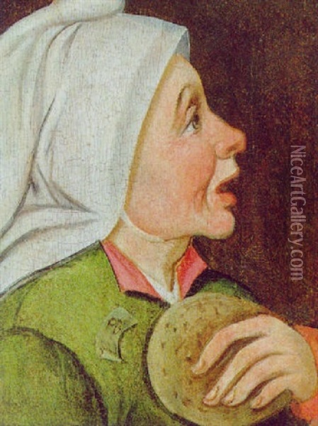 Brustbild Einer Bauersfrau Mit Einem Pfannkuchen Oil Painting - Pieter Balten