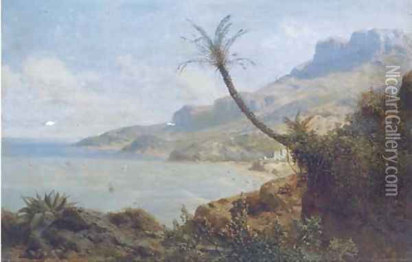 A view of a Mediterranean bay Oil Painting - August Albert Zimmermann