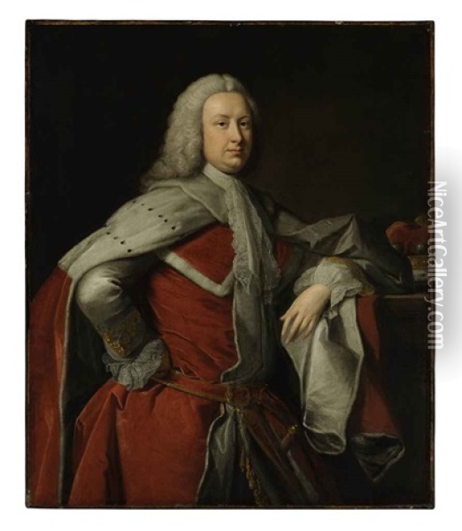 Portrait Of A Gentleman, Previously Identified As John Perceval, 2nd Earl Of Egmont, In Peer's Robes Oil Painting - Allan Ramsay