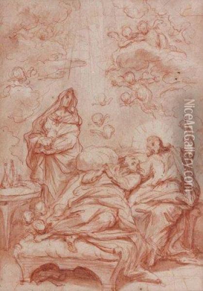 La Mort De Saint Joseph Oil Painting - Antoine Dieu
