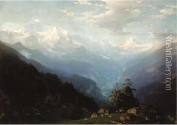 Alpine Landscape Oil Painting - Stanislas Graf Von Kalckreuth