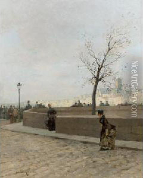 Saint Gervais Vu Du Quai A Paris Oil Painting - Gustave Maincent
