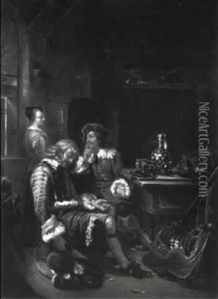 An Officer Asleep In An Inn Oil Painting - Frans van Mieris the Elder