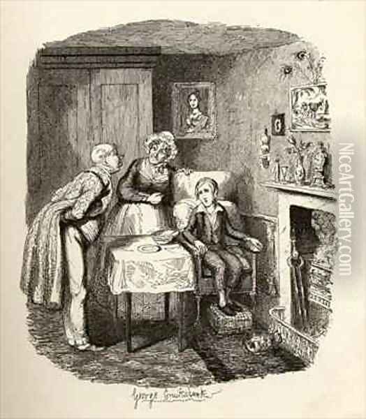 Oliver recovering from the fever Oil Painting - George Cruikshank I