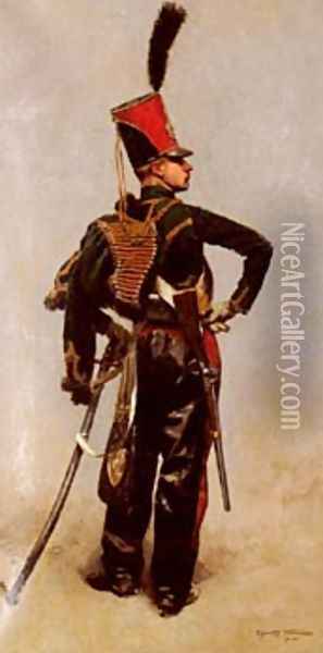 Jean Baptiste Edouard A Napoleonic Officer Oil Painting - Detaille Eduard