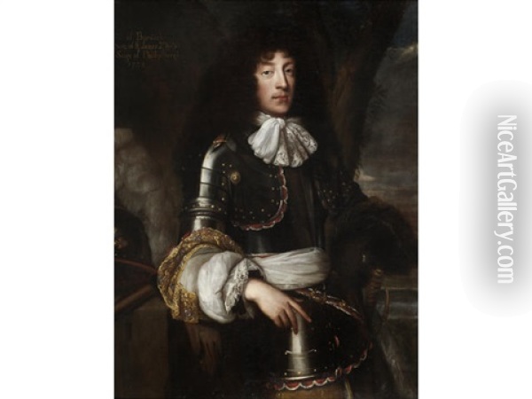 Portrait Of A Gentleman, Said To Be James Fitzjames, Duke Of Berwick, Three-quarter-length, In Armour Oil Painting - John Michael Wright
