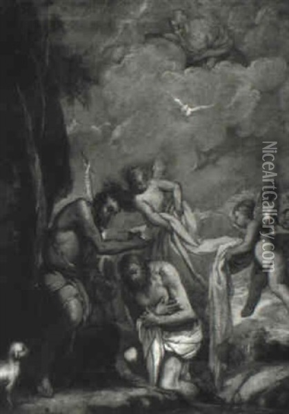 Baptism Of Christ Oil Painting - Giulio Carpioni