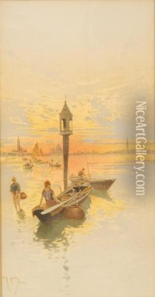 Venezia, Tramonto In Laguna Oil Painting - Raffaele Mainella