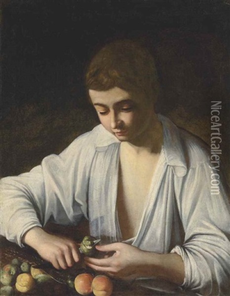 A Boy Peeling Fruit Oil Painting -  Caravaggio