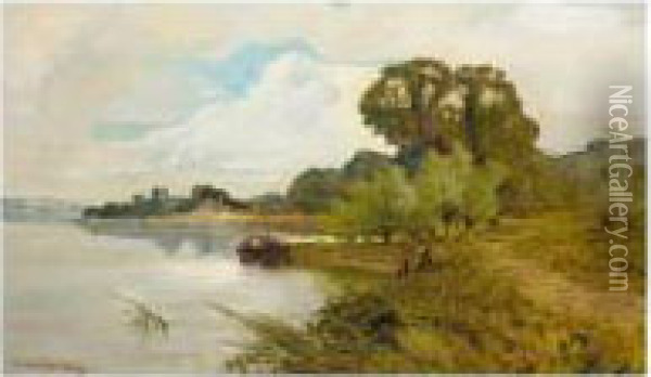 Mooring On The River Oil Painting - Harry Pennell