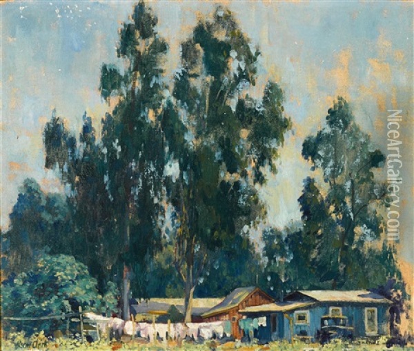 Monday, San Diego (wash Day) Oil Painting - Alson Skinner Clark