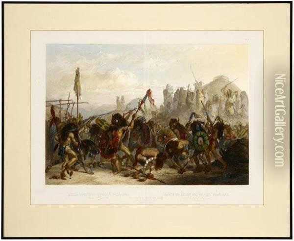 Bison-dance Of The Mandan Indians Oil Painting - Karl Bodmer