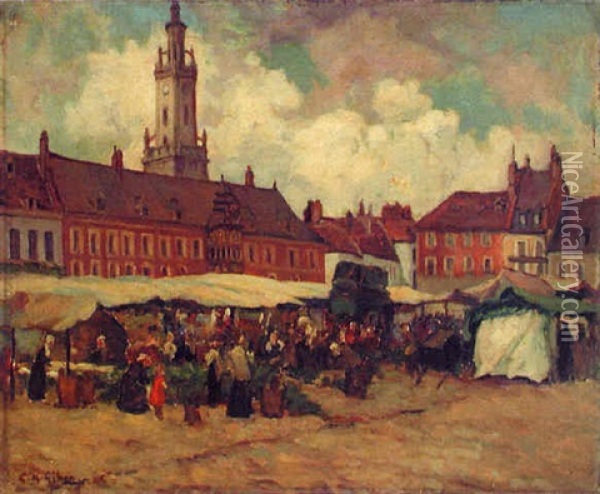 La Place Du Marche Oil Painting - Clarence Montfort Gihon