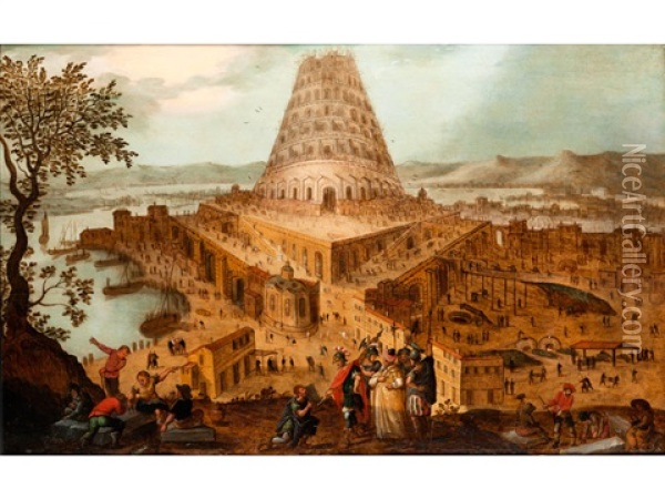 Der Turmbau Von Babel Oil Painting - Louis de Caullery