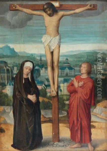 Christ En Croix Entre La Vierge Et Saint Jean Oil Painting - Adriaen Isenbrant