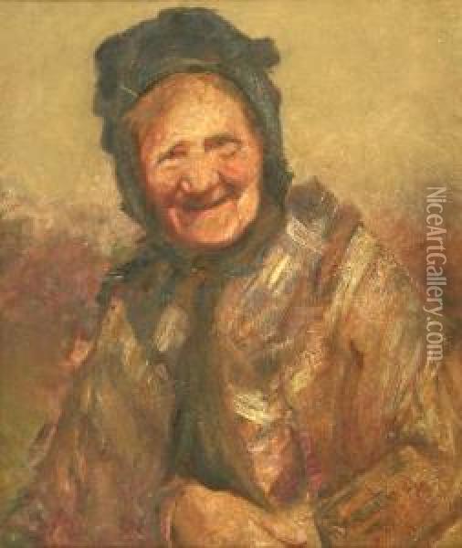 Half Portrait Of An Old Lady Oil Painting - Harry Filder