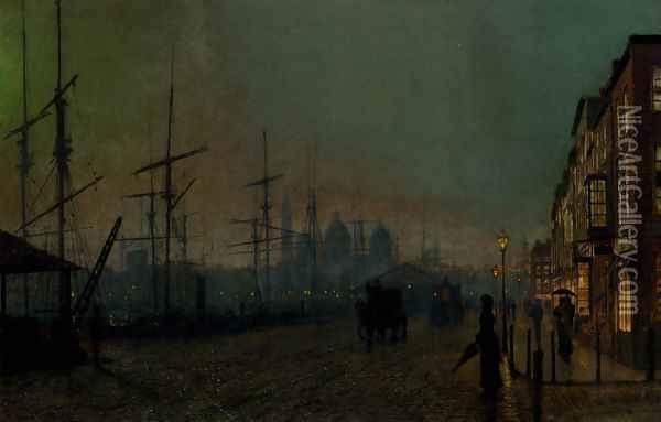 Humber dockside, Hull Oil Painting - John Atkinson Grimshaw