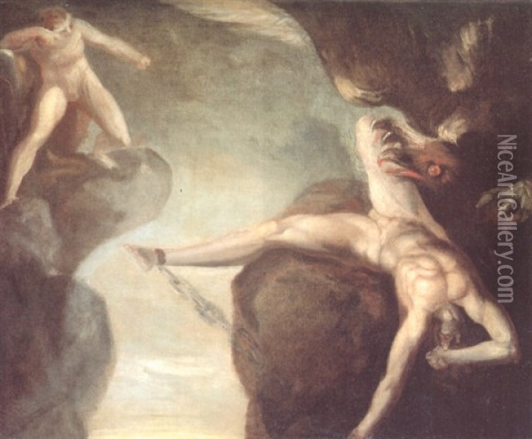 Prometheus Wird Von Hercules Gerettet Oil Painting - Henry Fuseli