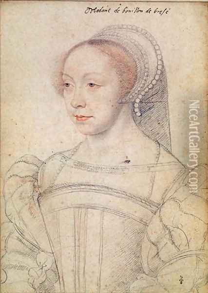 Portrait of Francoise de Breze (c.1519-74) c.1550 Oil Painting - Francois Clouet