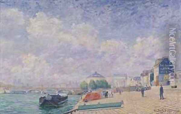 The Seine at Bercy Oil Painting - Albert Dubois-Pillet