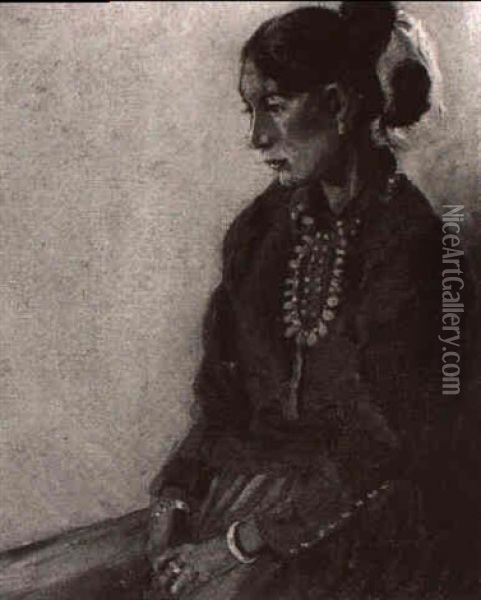 Navaho Girl Oil Painting - Francis Luis Mora
