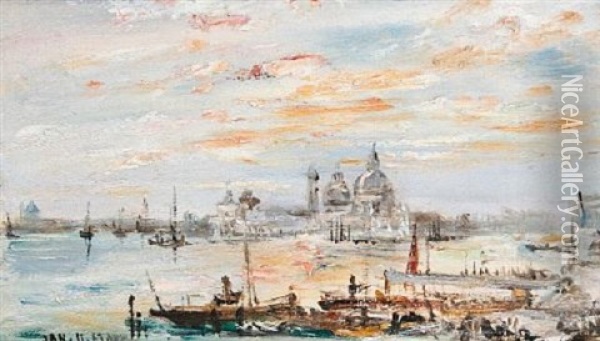 Venetian Scenes (pair) Oil Painting - William White Warren