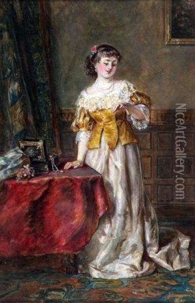 Lady In An Interior Oil Painting - Robert Alexander Hillingford