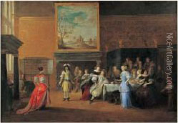 Scene D'interieur Avec Un Pas De Danse Oil Painting - Hieronymus Janssens