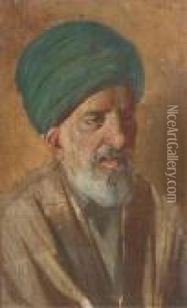 Portrait Of An Arab, Bust-length, In Traditional Dress Oil Painting - Cesare Biseo