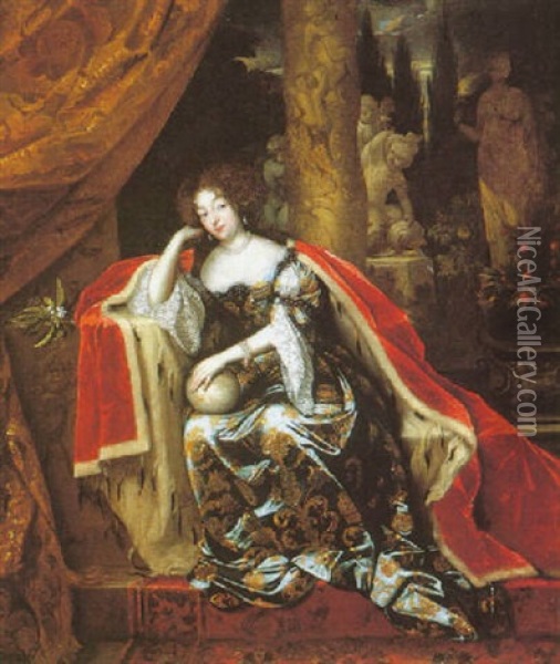 Portrait Of Mary Stuart, Queen Of England Oil Painting - Caspar Netscher