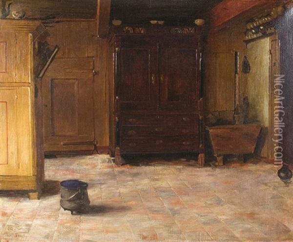 Interior Oil Painting - Otto Kirberg