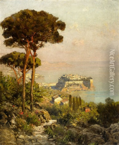 View Of The Bay Of Naples Oil Painting - Oswald Achenbach