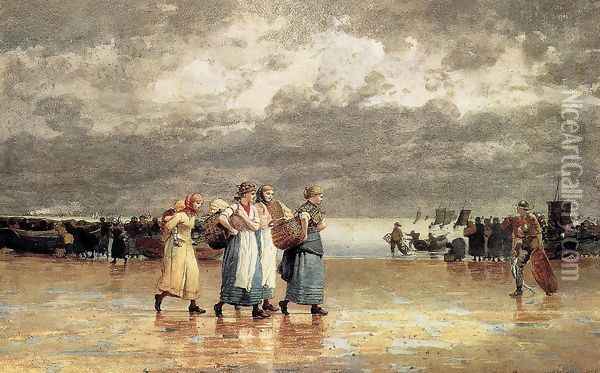 Four Fisherwives Oil Painting - Winslow Homer
