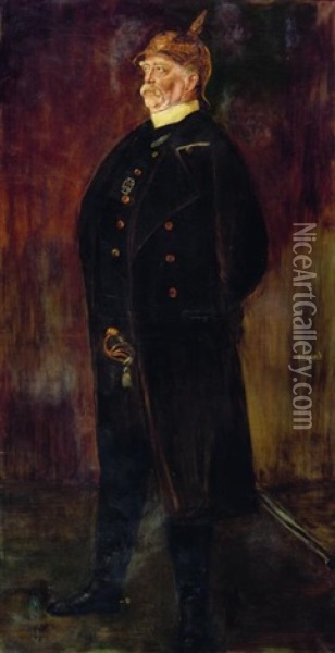Furst Bismarck Im Waffenrock Oil Painting - Franz Seraph von Lenbach