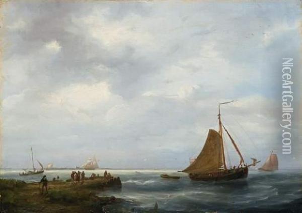 Amsterdam By The Coast Oil Painting - Johannes Hermanus Koekkoek